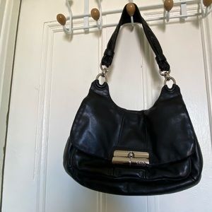 Vintage Coach Leather Shoulder Bag with Metal Coach Clasp